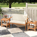 Tangkula 2 Tier Acacia Wood Square End Table with Slatted Tabletop & Storage Shelf