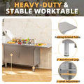 AECOJOY Stainless Steel Kitchen Cabinets, 57"x19.7" Commercial Worktable with Extend Panel & Adjustable Shelf