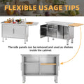 AECOJOY Stainless Steel Kitchen Cabinets, 57"x19.7" Commercial Worktable with Extend Panel & Adjustable Shelf