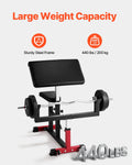 VEVOR Preacher Curl Bench, Strength Training Biceps Machine, Max Load 440 lb Home Gym Equipment, Seated Arm Isolated Barbell Dumbbell Bicep Station, Adjustable Weight Benches for Home Gym