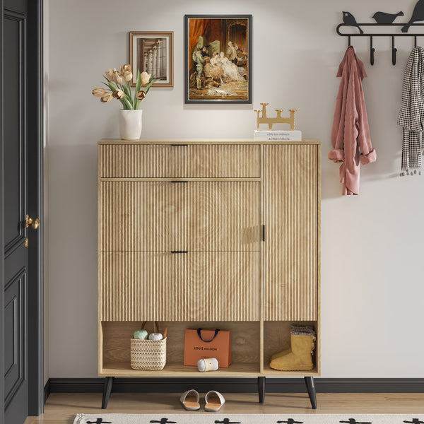 Shoe Cabinet with Drawers, Slim Storage Cabinets, Entryway Shoe Storage Cabinets