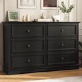 IDEALSOUL Black Dresser, 6 Drawer Dresser for Bedroom, Retro Wood Storage Cabinet for Living Room
