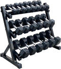 350 lb Hex Dumbbell Set with Rack, 5 - 50 lb Pairs - Rubber Coated Iron Weights for Home Gym, Strength Training & Muscle Building