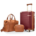 Joyway 3 - Piece Carry - on Luggage Set with Swivel TSA Lock and Leather Carry Bag