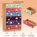 Ktaxon Wood 6 - Drawer Dresser Organizer for Bedroom Storage Tower for Entryway Hallway Closet, Tall Chest Organizer Unit with Wood Bins, Floral Painted Wooden