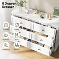 IDEALSOUL Black Dresser, 6 Drawer Dresser for Bedroom, Retro Wood Storage Cabinet for Living Room