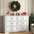 IDEALSOUL Black Dresser, 6 Drawer Dresser for Bedroom, Retro Wood Storage Cabinet for Living Room