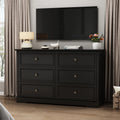 IDEALSOUL Black Dresser, 6 Drawer Dresser for Bedroom, Retro Wood Storage Cabinet for Living Room