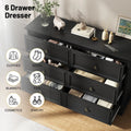IDEALSOUL Black Dresser, 6 Drawer Dresser for Bedroom, Retro Wood Storage Cabinet for Living Room