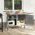 AECOJOY Stainless Steel Kitchen Cabinets, 57"x19.7" Commercial Worktable with Extend Panel & Adjustable Shelf