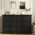 IDEALSOUL Black Dresser, 6 Drawer Dresser for Bedroom, Retro Wood Storage Cabinet for Living Room