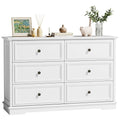IDEALSOUL Black Dresser, 6 Drawer Dresser for Bedroom, Retro Wood Storage Cabinet for Living Room