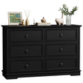 IDEALSOUL Black Dresser, 6 Drawer Dresser for Bedroom, Retro Wood Storage Cabinet for Living Room