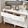 Homfa 6 Drawer Double White Dresser for Bedroom, Modern Wood Dresser Storage Cabinet for Living Room