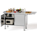 AECOJOY Stainless Steel Kitchen Cabinets, 57"x19.7" Commercial Worktable with Extend Panel & Adjustable Shelf