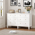 Homfa 6 Drawer Double White Dresser for Bedroom, Modern Wood Dresser Storage Cabinet for Living Room