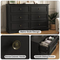 IDEALSOUL Black Dresser, 6 Drawer Dresser for Bedroom, Retro Wood Storage Cabinet for Living Room