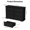 IDEALSOUL Black Dresser, 6 Drawer Dresser for Bedroom, Retro Wood Storage Cabinet for Living Room