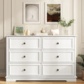 IDEALSOUL Black Dresser, 6 Drawer Dresser for Bedroom, Retro Wood Storage Cabinet for Living Room