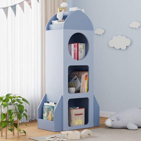 Pirecart Kids Bookshelf 3 - Tier Wooden Kids Bookcase with Toy Storage for Bedroom, Playroom, Nursery, Blue