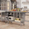 AECOJOY Stainless Steel Kitchen Cabinets, 57"x19.7" Commercial Worktable with Extend Panel & Adjustable Shelf
