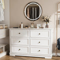 IDEALSOUL Black Dresser, 6 Drawer Dresser for Bedroom, Retro Wood Storage Cabinet for Living Room